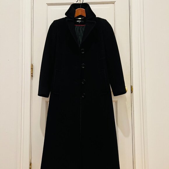 DKNY Black Wool Cashmere Blend Women's Overcoat Over Coat 4 P - Picture 1 of 16